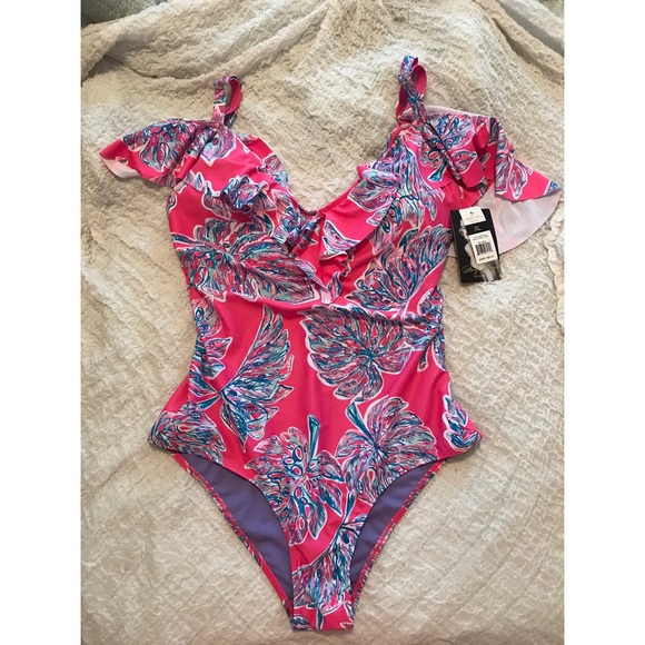 ***SOLD*** Pink Palm Tree Swimsuit - Picture 3 of 4